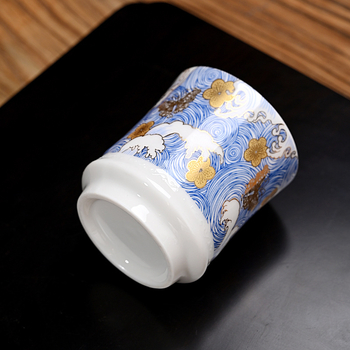 Ceșcuță de ceai emailată în nuanțe argintii, argint 999, ceramică, design Zen, stil simplu – set Gongfu de ceai