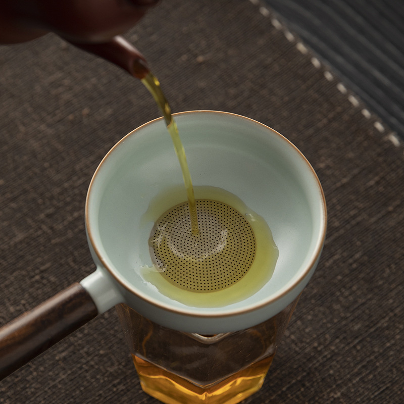 Filtru ceramic pentru ceai cu separare a frunzelor – strecurător de ceai și dispozitiv de preparare, ornament de masă pentru ceai, accesorii ceremonie ceai
