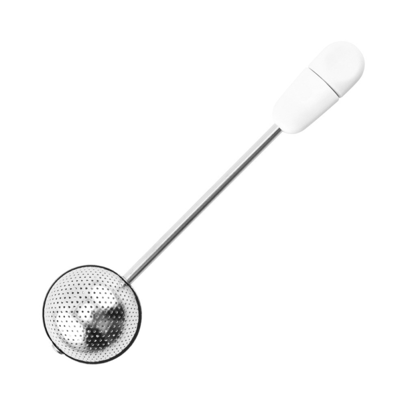 Filtru de ceai din oțel inoxidabil 304, cu mâner rotativ, separator de frunze de ceai, filtru pentru resturi de ceai, filtru cu bilă pentru ceai, pulverizator de zahăr pe o parte