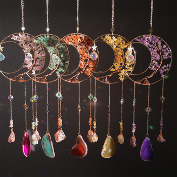 Mesečev zvon vjetra s prirodnim kristalnim šljunkom, ametistni sun catcher i DIY privjesak sa suncem