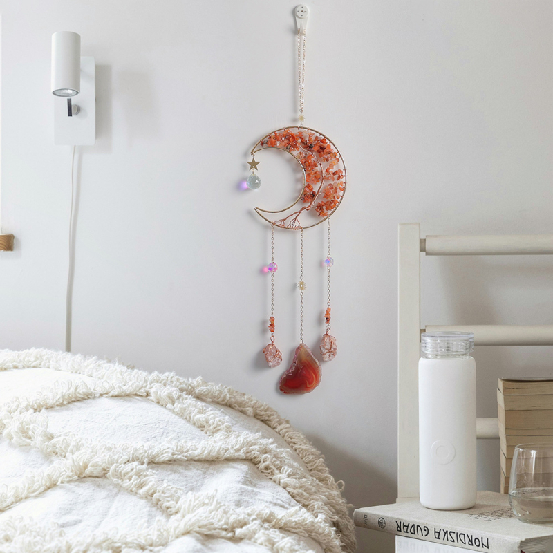 Mesečev zvon vjetra s prirodnim kristalnim šljunkom, ametistni sun catcher i DIY privjesak sa suncem