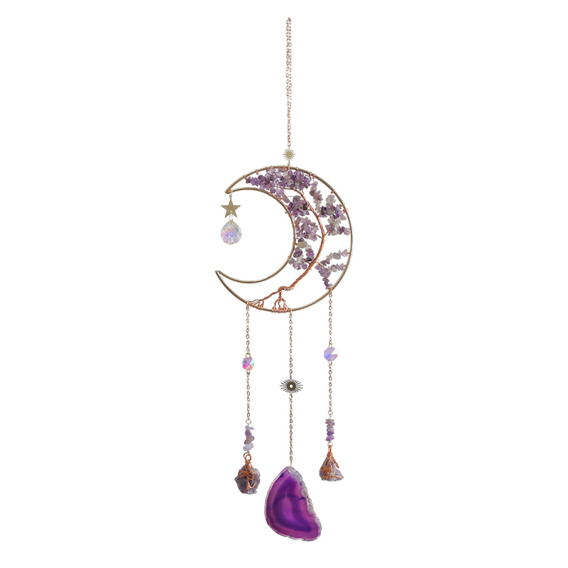 Mesečev zvon vjetra s prirodnim kristalnim šljunkom, ametistni sun catcher i DIY privjesak sa suncem