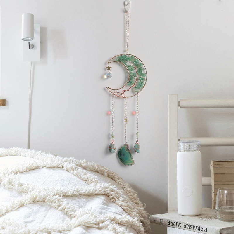Mesečev zvon vjetra s prirodnim kristalnim šljunkom, ametistni sun catcher i DIY privjesak sa suncem