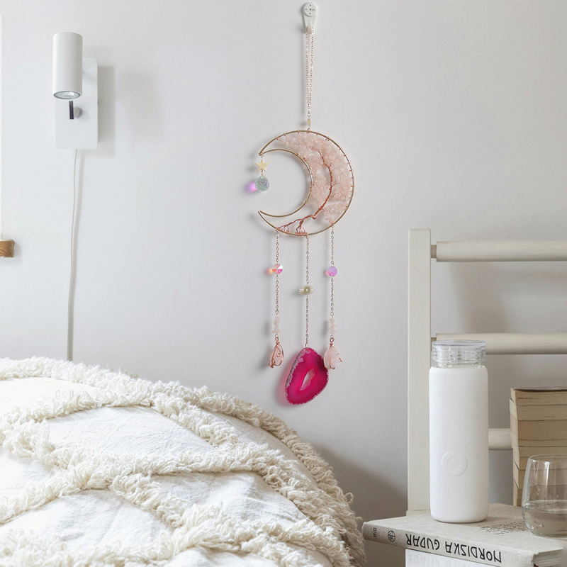Mesečev zvon vjetra s prirodnim kristalnim šljunkom, ametistni sun catcher i DIY privjesak sa suncem
