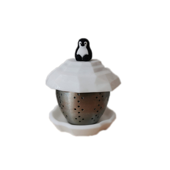 Filtru de ceai din oțel inoxidabil, cu design drăguț de pinguin plutitor, dimensiune mică