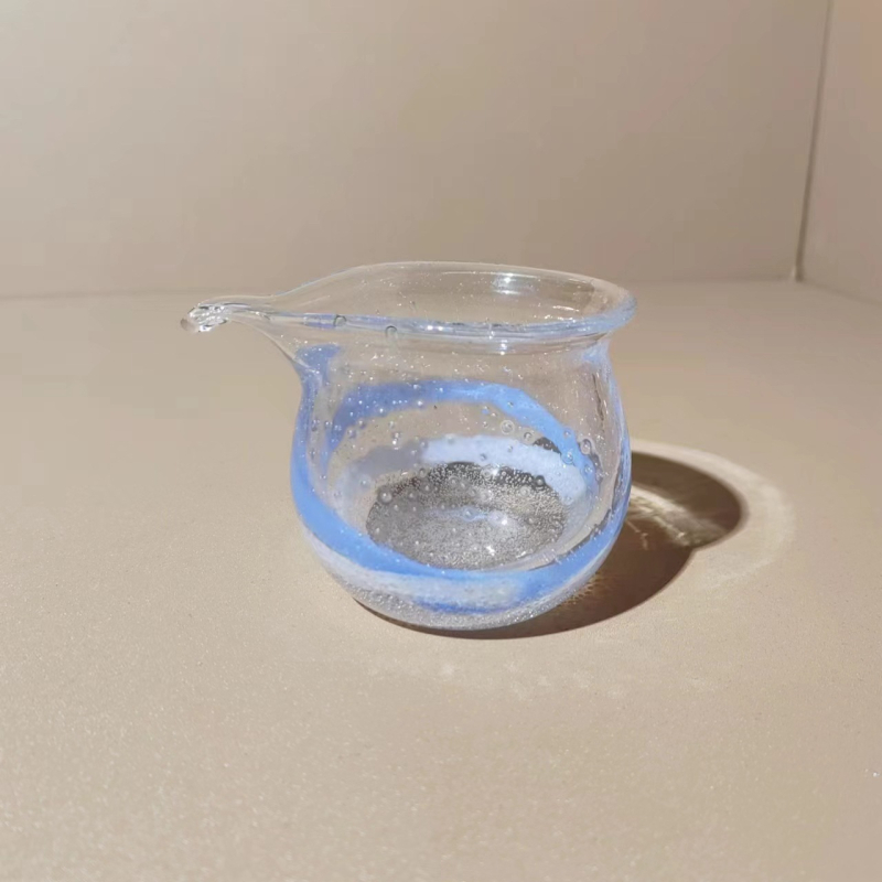 Set ceai stil japonez din sticlă cristal roz și verde, cu capac, ceașcă rezistentă la căldură și accesorii handmade pentru bubble tea