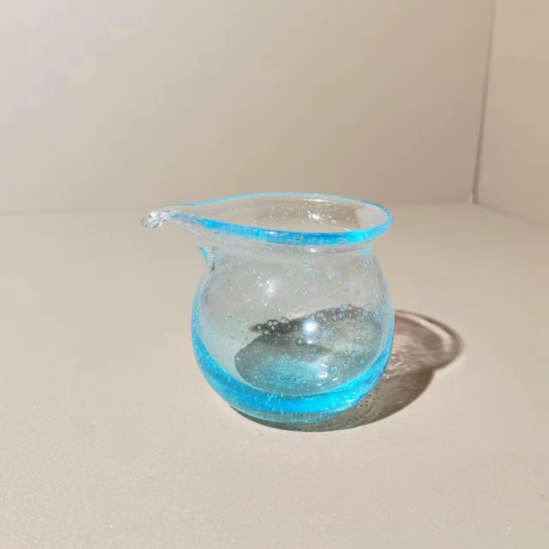 Set ceai stil japonez din sticlă cristal roz și verde, cu capac, ceașcă rezistentă la căldură și accesorii handmade pentru bubble tea
