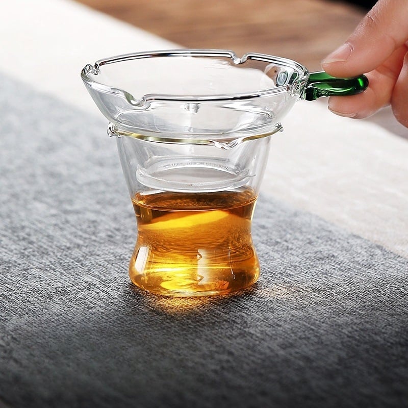 Filtru de ceai din sticlă borosilicat de înaltă rezistență, sită pentru frunzele de ceai – accesorii pentru ceremonia ceaiului