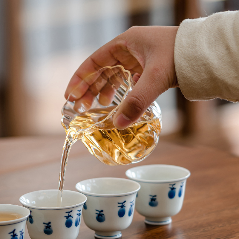 Pahar de ceai din sticlă transparentă, rezistentă la căldură, mic, fără mâner, dozator de ceai, stil chinezesc