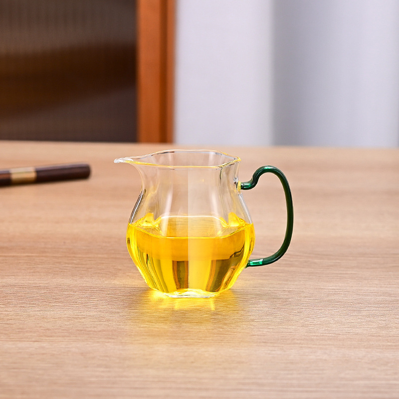 Set de ceai din sticlă personalizat cu mâner, cu separator de ceai din sticlă borosilicat de înaltă rezistență, pentru ceai verde, stil nou chinezesc