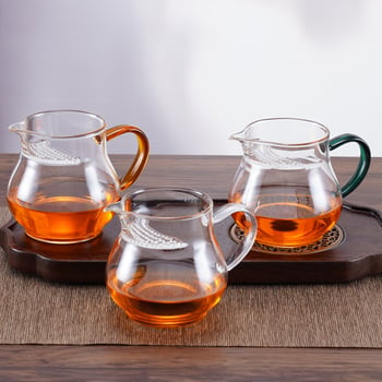 Pahar Gongfu din sticlă borosilicat de înaltă calitate, cu filtru integrat și separator de ceai, potrivit pentru încălzire directă, etanș la scurgeri