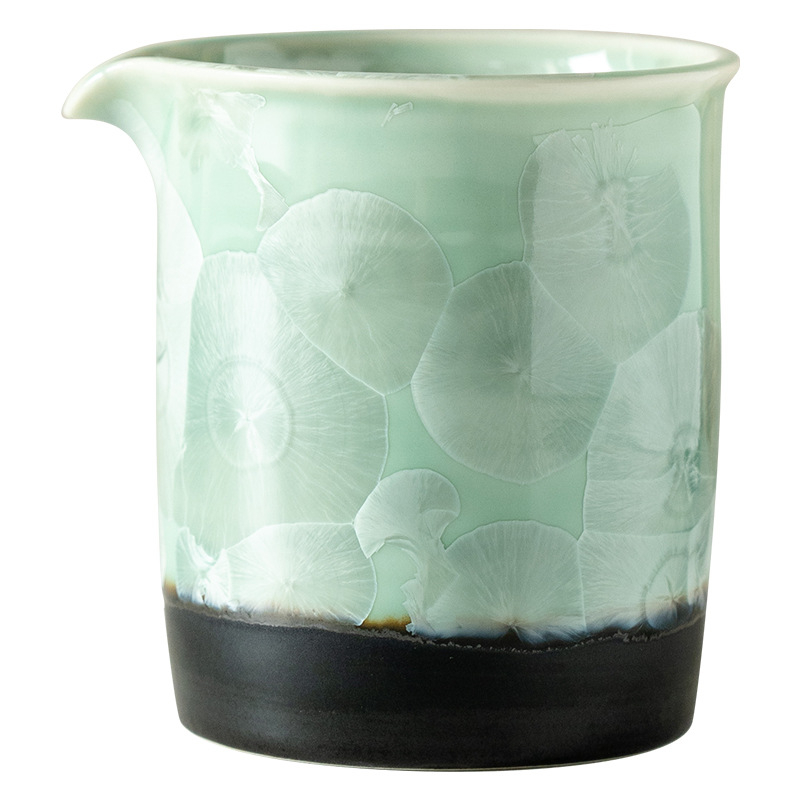 Cană de ceai ceramică glazurată la cuptor, finisaj Ice Flower albastru, set pentru servire ceai și accesorii de calitate înaltă