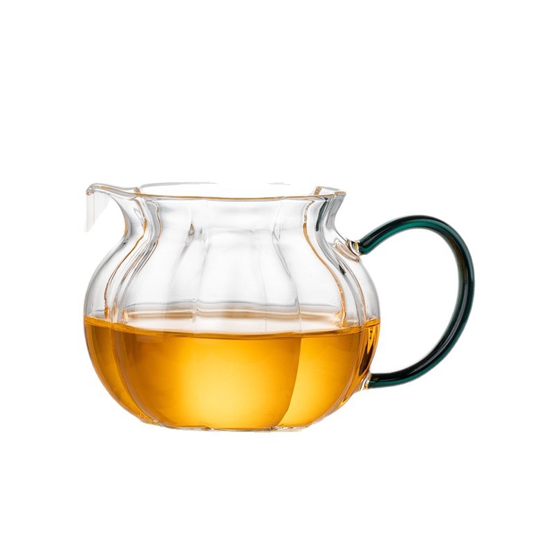 Ceainic Gongfu din sticlă cu dungi de flori de prune, accesorii pentru ceai, separator de ceai, sticlă rezistentă la temperaturi înalte