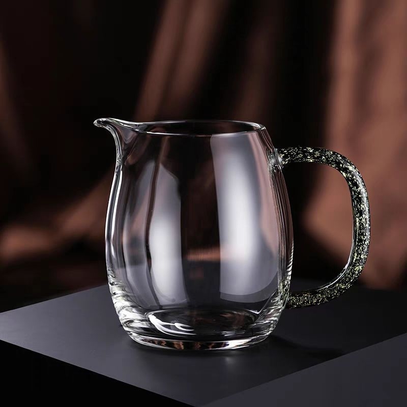 Ceșă Gongdao din sticlă borosilikat transparentă – accesoriu premium pentru ceai, negru și auriu