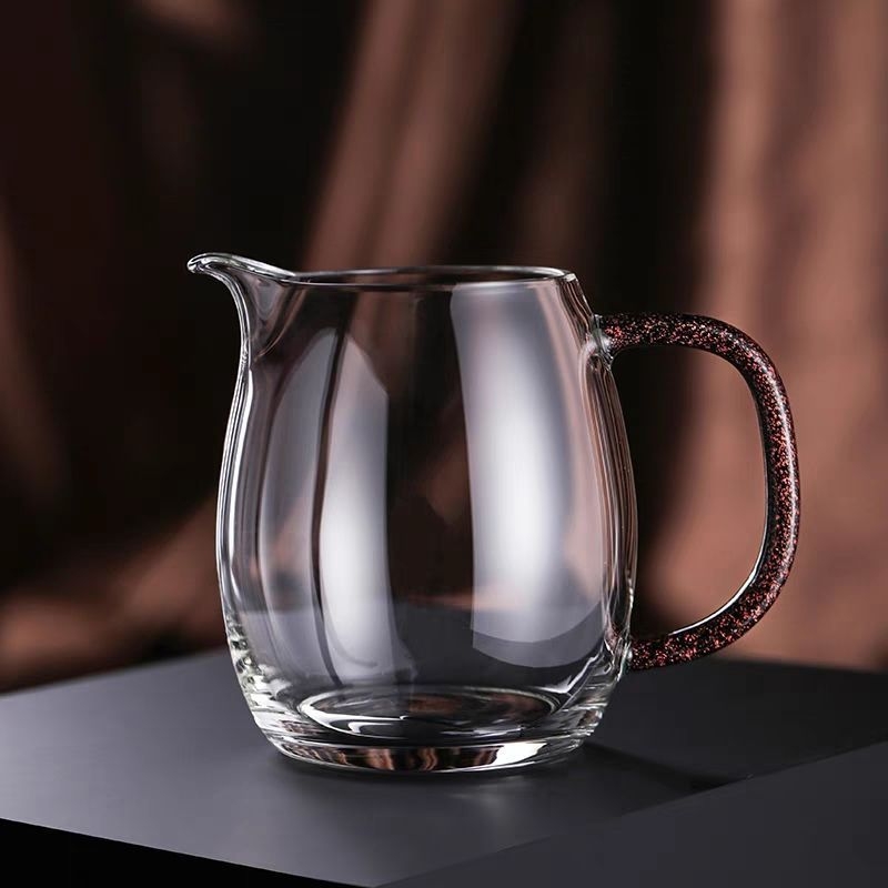 Ceșă Gongdao din sticlă borosilikat transparentă – accesoriu premium pentru ceai, negru și auriu