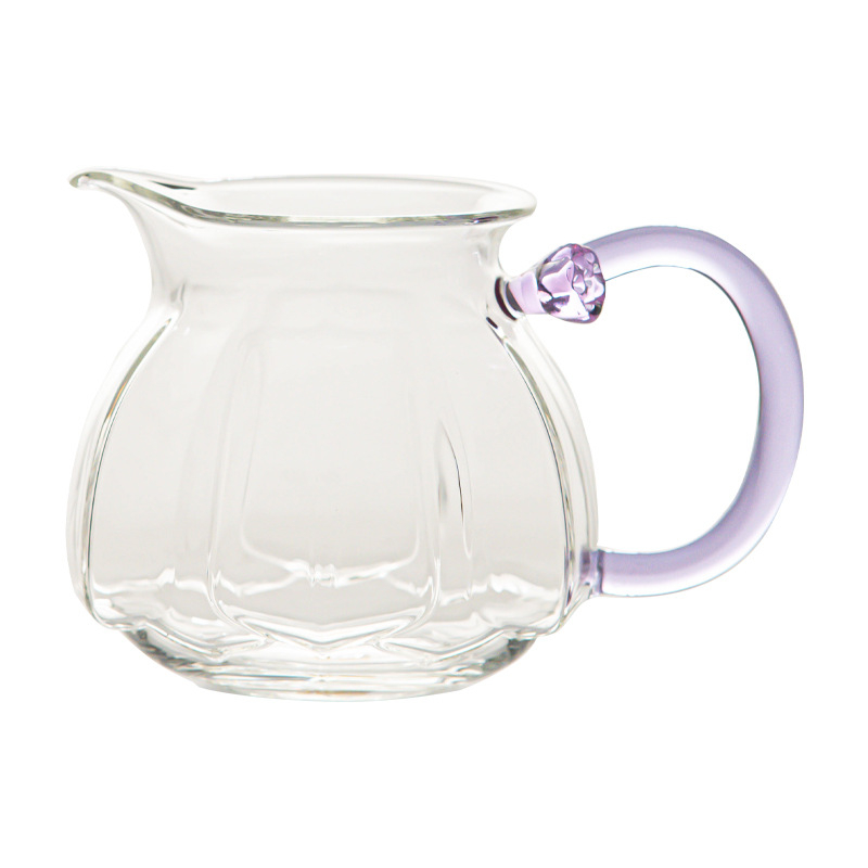 Set de ceai din sticlă borosilicată, în formă de lotus, cu tavă pentru ceai și ceașcă pentru distribuție uniformă a ceaiului