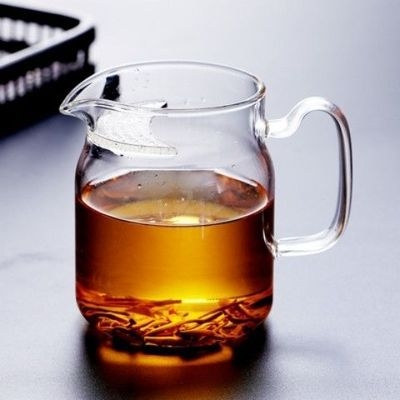 Ceașcă de ceai din sticlă borosilikat de înaltă rezistență, cu filtru în formă de semilună integrat și separator de ceai, transparentă