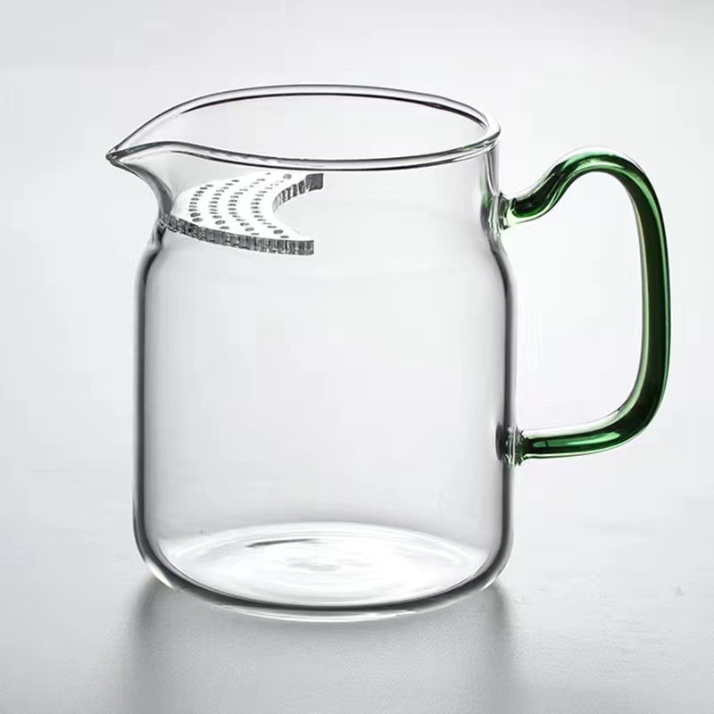 Set de ceai cu cană din sticlă rezistentă la căldură și filtru integrat pentru ceai verde