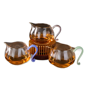 Set de ceai din sticlă borosilicată, cu infuzor și ceașcă de distribuție — luxos, sticlă groasă
