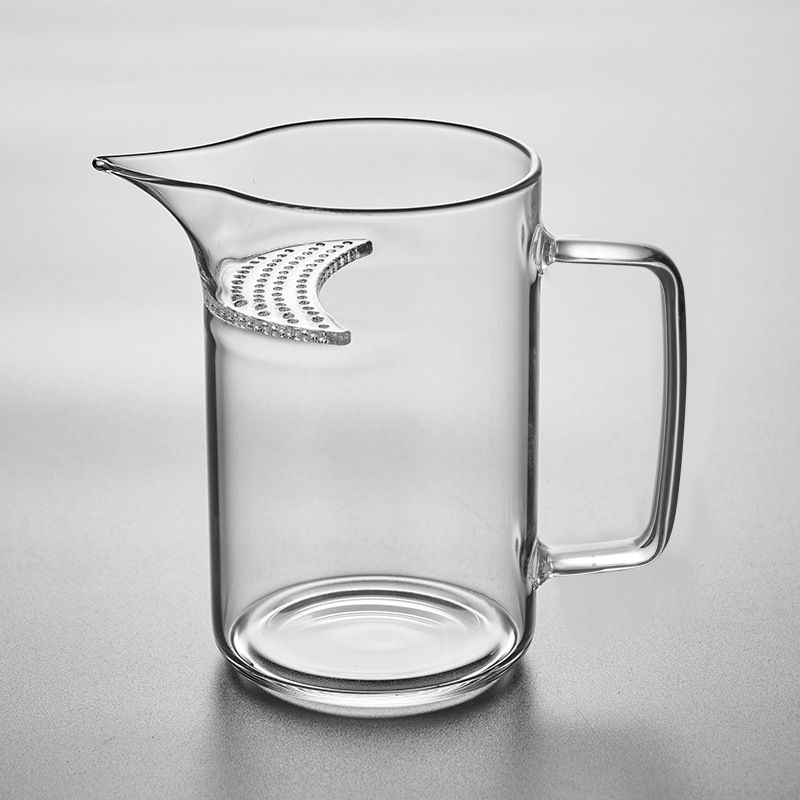 Ceașcă de ceai din sticlă, în formă de semilună, cu filtru încorporat, rezistentă la căldură, separare ceai-apă, pentru ceai verde.