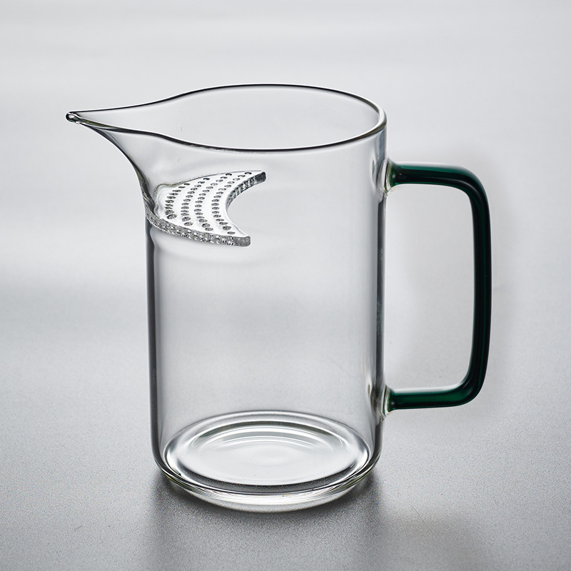 Ceașcă de ceai din sticlă, în formă de semilună, cu filtru încorporat, rezistentă la căldură, separare ceai-apă, pentru ceai verde.