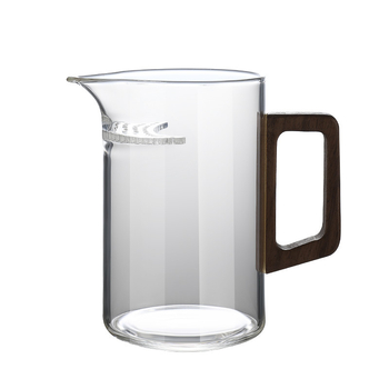 Ceașcă cu mâner din lemn, formă semilună, din sticlă borosilicat de înaltă rezistență, cu filtru pentru ceai și separator, ceainic rezistent la temperaturi
