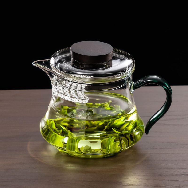 Ceașcă de ceai din sticlă cu capac și filtru încorporat pentru ceai verde, rezistentă la căldură
