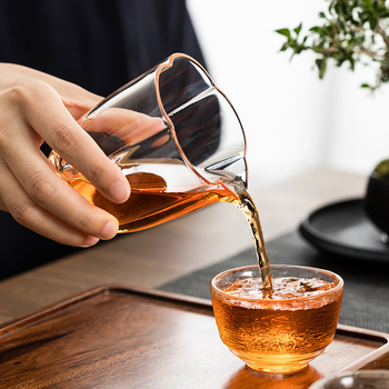 Ceașcă mare, transparentă, rezistentă la căldură, cu Tea Sea — set Kung Fu pentru ceremonia ceaiului, separator de ceai
