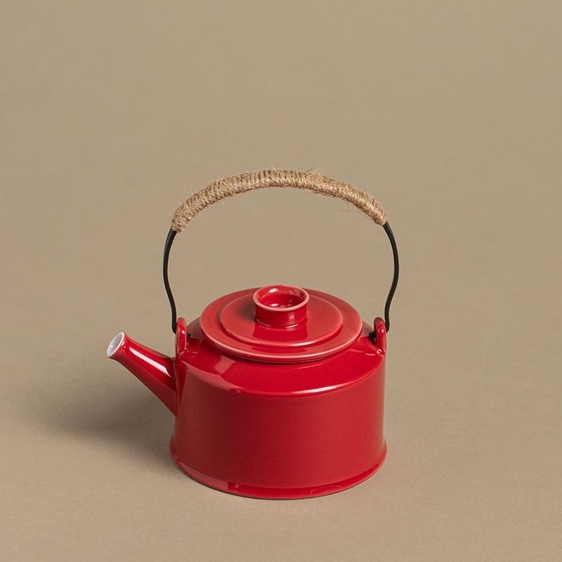 Ceainic ceramic Kung Fu, capacitate mare, cu mâner, pentru ceai cu flori, porțelan alb