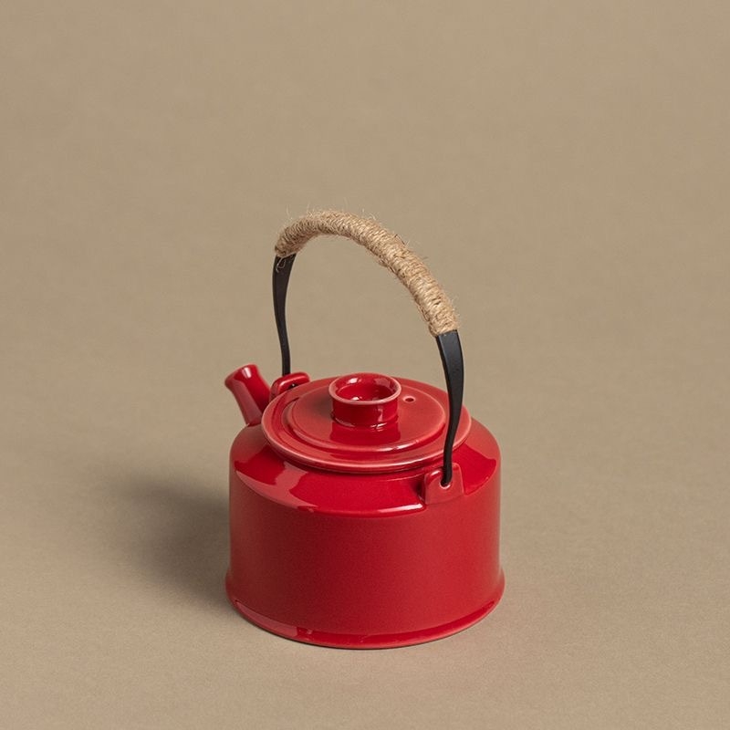 Ceainic ceramic Kung Fu, capacitate mare, cu mâner, pentru ceai cu flori, porțelan alb