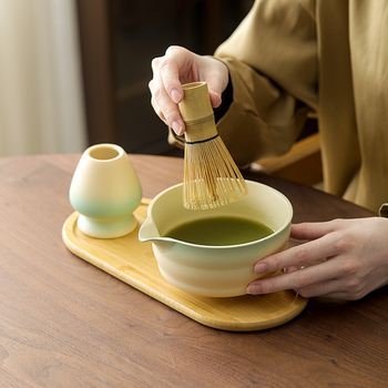 Vas de matcha în stil japonez, ceramic, set portabil de ceai cu unelte, bețișor/tel ceramic pentru matcha, suport, ceașcă de matcha, set pudră de matcha