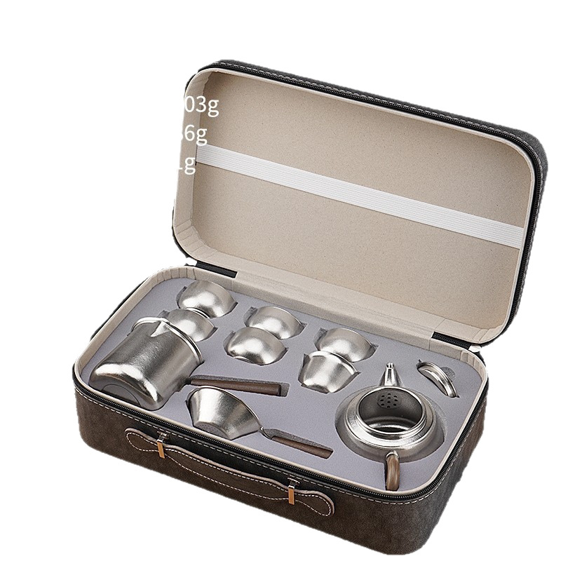 Set ceainic din titan pur pentru ceai Kung Fu, pentru casă și drumeții, cadou premium de lux
