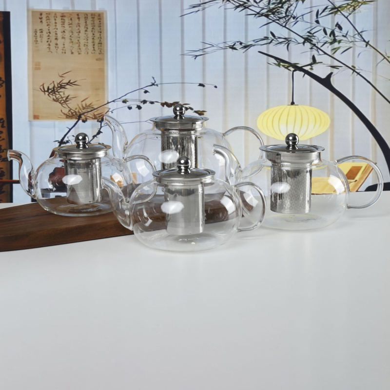 Ceainic din sticlă borosilikat de înaltă rezistență, cu filtru din oțel inox, capacitate mare, pentru uz casnic – set de ceai în stil chinezesc