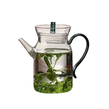 Ceainic de sticlă pentru ceai verde și negru, inspirat din dinastia Song, rezistent la temperaturi, design minimalist floral