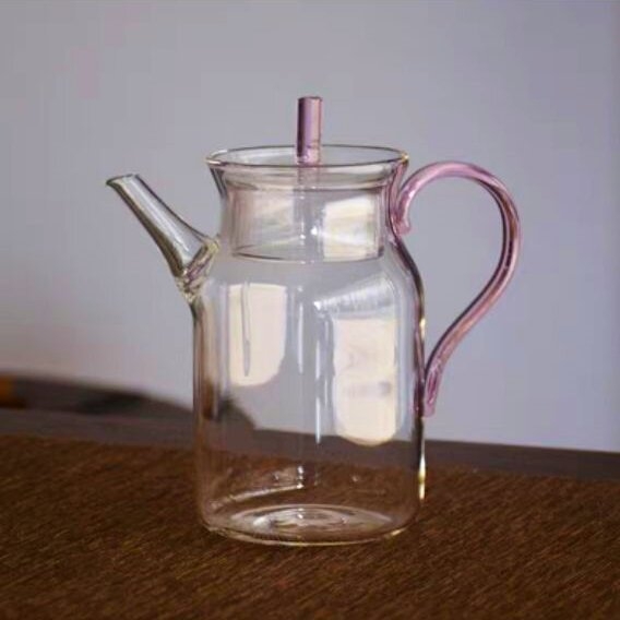 Ceainic de sticlă pentru ceai verde și negru, inspirat din dinastia Song, rezistent la temperaturi, design minimalist floral