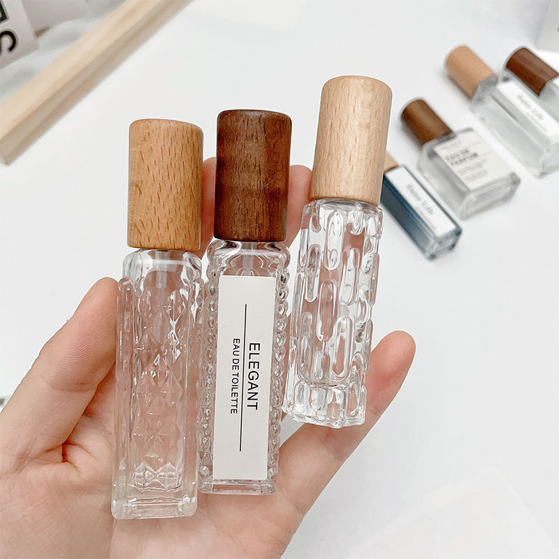 10 ml prenosna vintage staklena bočica za parfem s drvenim poklopcem i raspršivačem