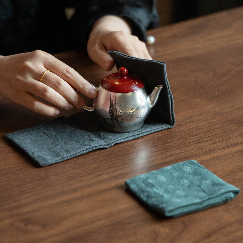 Prosop de masă pentru ceai din bumbac–lână, jacquard vintage cu model floral ars, absorbant, cu două fețe; cârpă de curățare, prosop pentru ceai și accesorii pentru setul de ceai