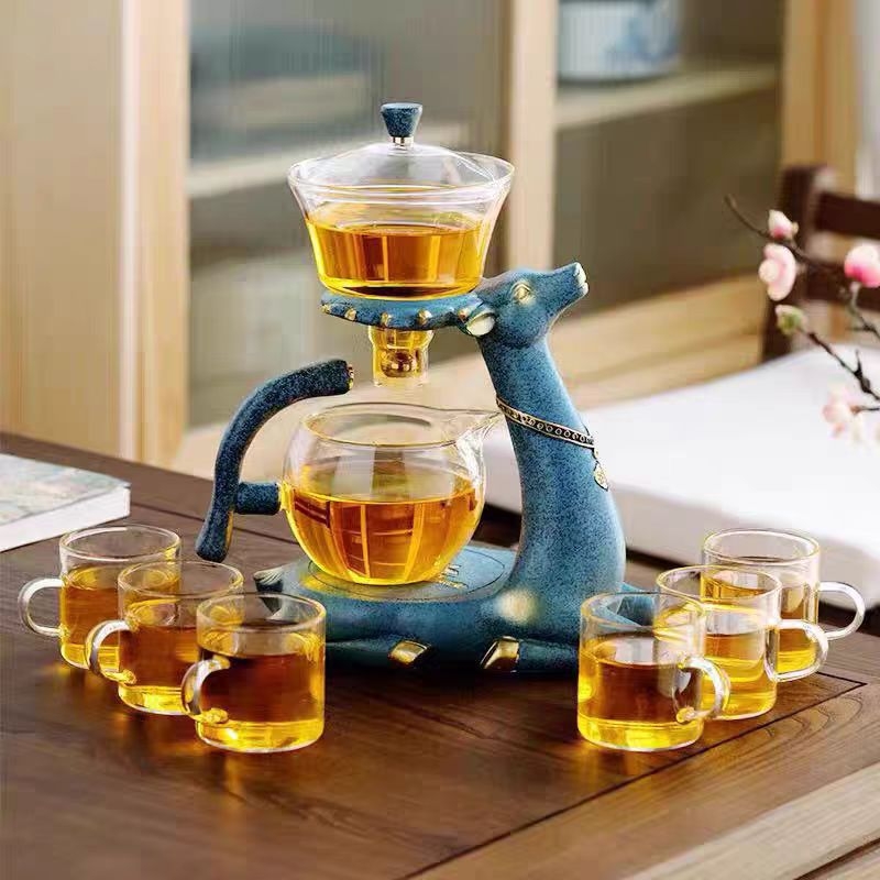 Cadou pentru Festivalul Lunii de Toamnă – set ceai semi-automat pentru birou, ceainic și dispozitiv de preparare a ceaiului, ceainic cu design ren
