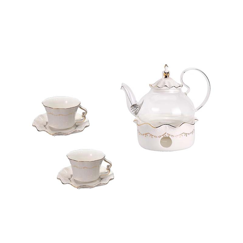 Set ceramic de ceai în stil european, cu ceainic decorat cu flori, pentru ceai de după-amiază, cadou de nuntă de înaltă calitate.