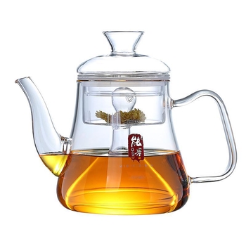 Ceainic de sticlă cu cameră internă dublă pentru infuzarea ceaiului, design modern minimalist, pentru uz casnic