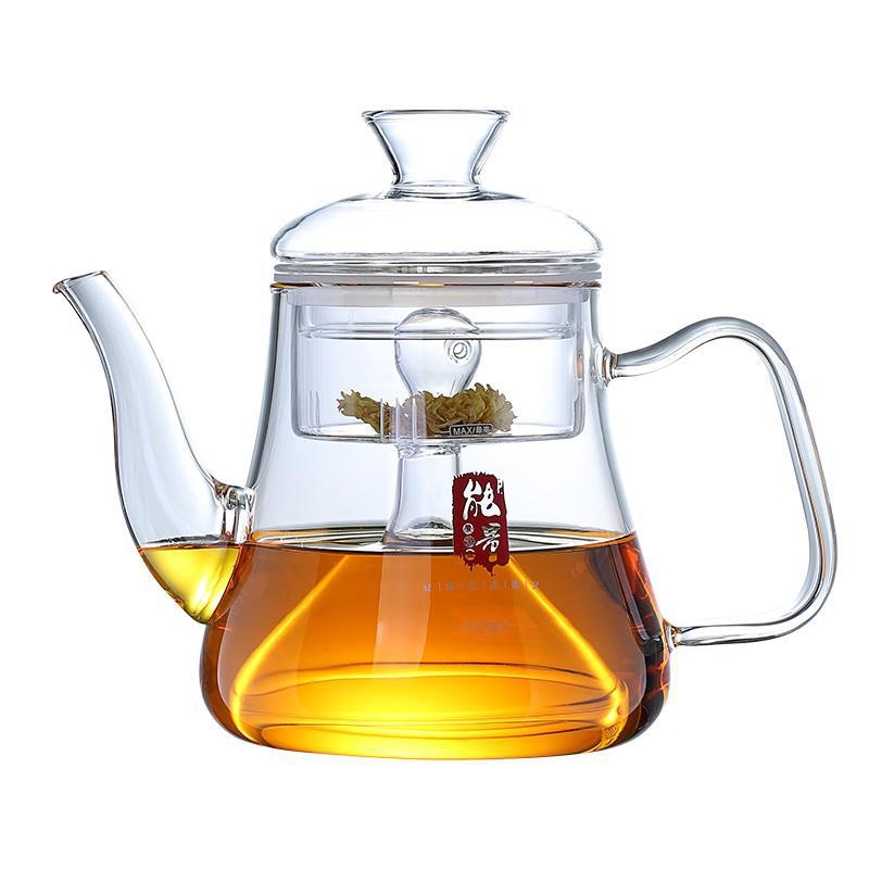 Ceainic de sticlă cu cameră internă dublă pentru infuzarea ceaiului, design modern minimalist, pentru uz casnic