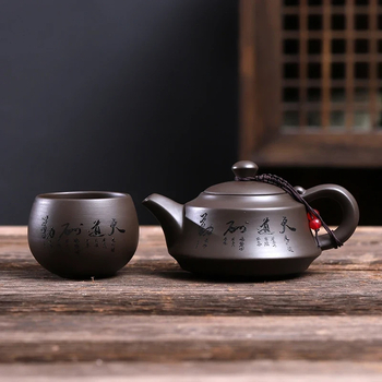 Ceainic din nisip purpuriu, 220 ml, stil chinezesc retro, set Gongfu de ceai premium pentru 6 persoane, cadou