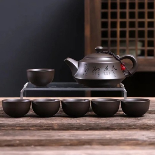 Ceainic din nisip purpuriu, 220 ml, stil chinezesc retro, set Gongfu de ceai premium pentru 6 persoane, cadou