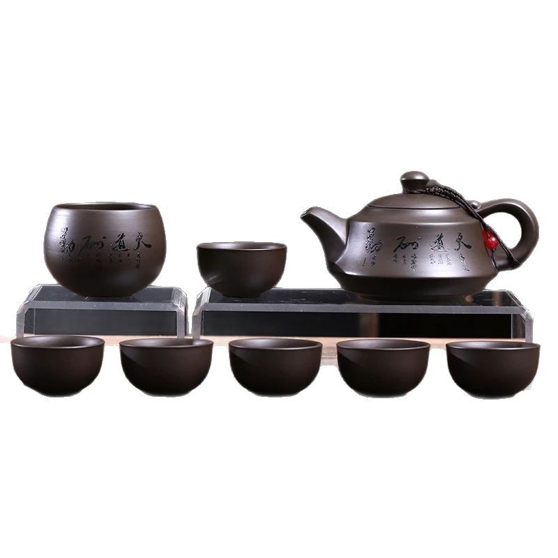 Ceainic din nisip purpuriu, 220 ml, stil chinezesc retro, set Gongfu de ceai premium pentru 6 persoane, cadou