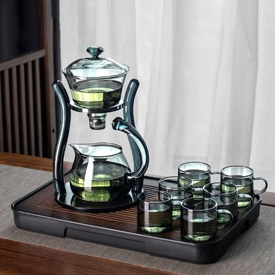 Set de ceai din sticlă pentru uz casnic, lux premium, ceainic cu infuzor magnetic și căni Kung Fu