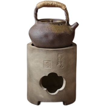 Ceainic ceramic Gongfu ceai, încălzire pe lemn, cu plită de fierbere în stil Chaozhou