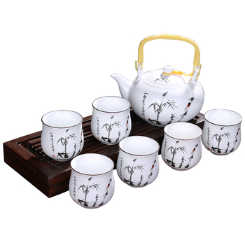 Set de ceai Ding Kiln cu mâner ridicat, ceainic ceramic cu filtru și căni, capacitate mare, pentru uz casnic