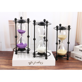 Clepsidră de birou din sticlă, decor minimalist modern cu artă din fier în stil vintage, temporizare de 15 minute, cadou ideal