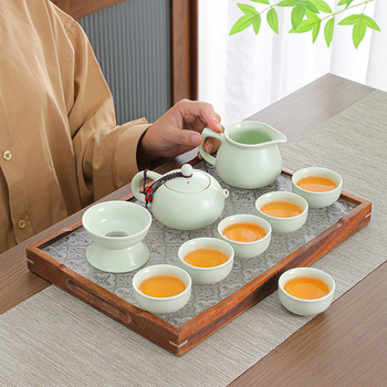 Set ceai ceramic Kung Fu Dingyao în cutie cadou, portabil pentru casă și birou, personalizabil, glazură colorată, calitate de primă clasă