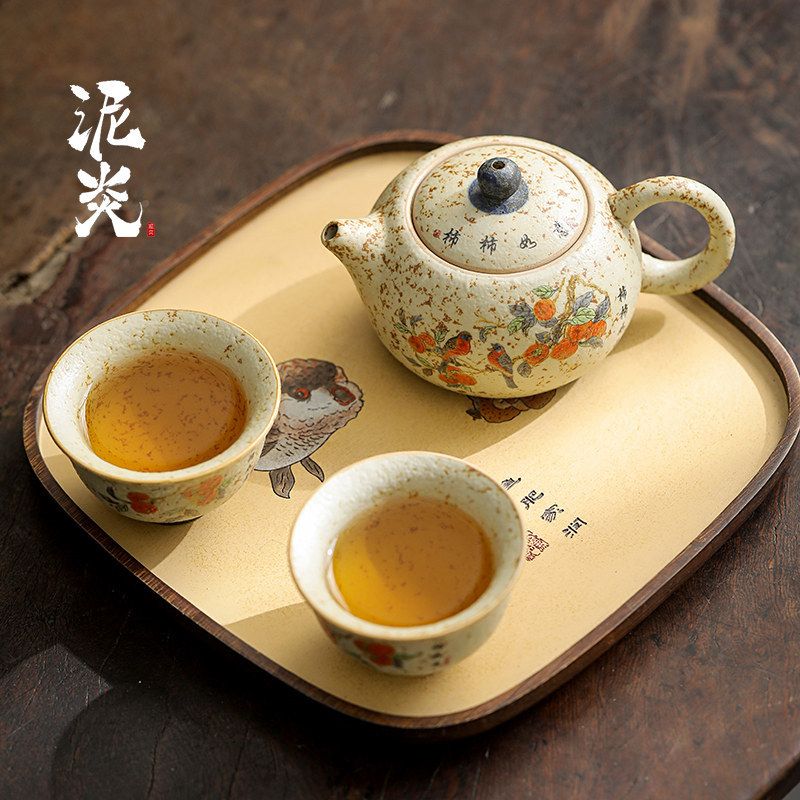 Ceainic ceramic în stil chinezesc, cu filtru, pentru uz casnic